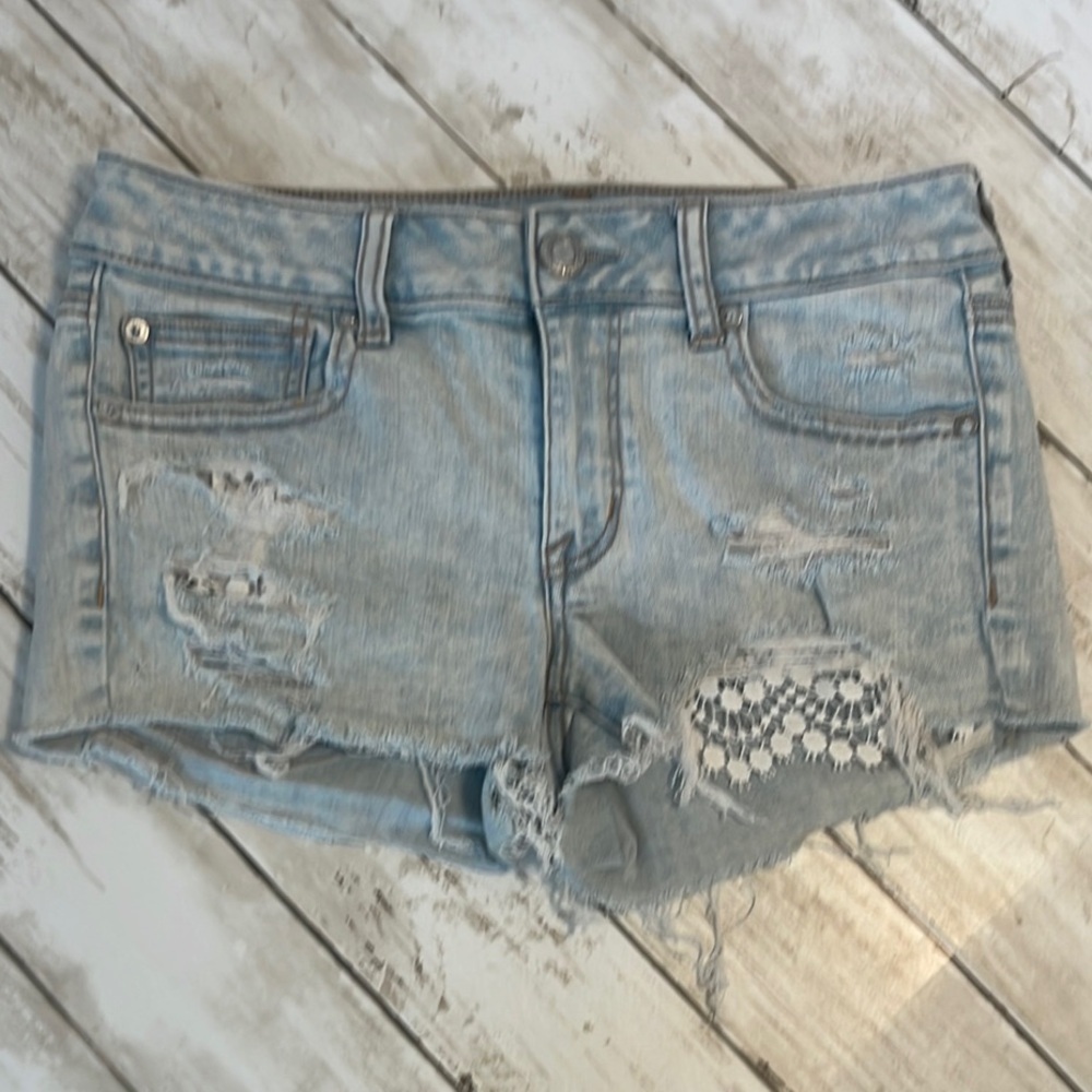 American Eagle Outfitters Super Stretch Shortie Distressed Denim Women Shorts 6